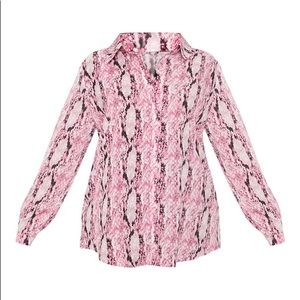 Pink snake print chiffon blouse